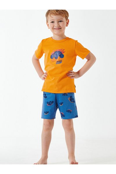 Schiesser Pyjama Boys World Cotton Schlafanzug Schlafmode Bequem