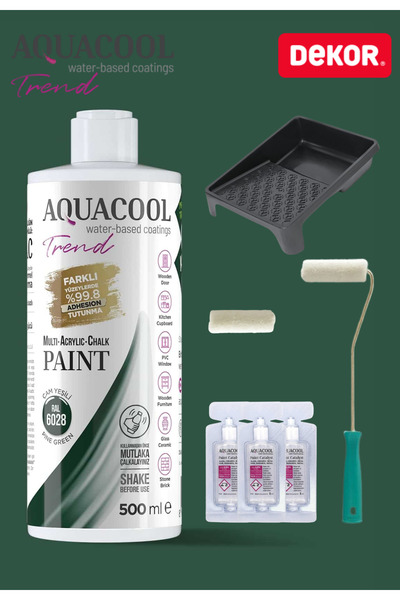 Aquacool Trend Su Bazlı Akrilik Hobi Boya 500 ml Rulo Katalizör Boyacı Tavası Hibrit Dönüşüm Boyası Seti Ral 6028