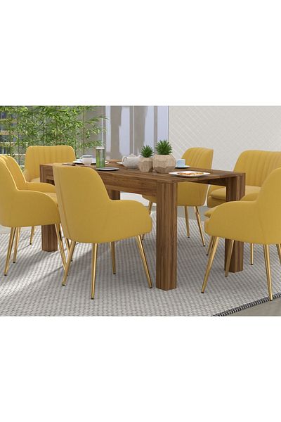 Mahmayi 6-Seater Wooden Dining Table for Kitchen, 160cm, Dark Hunton Oak Finish