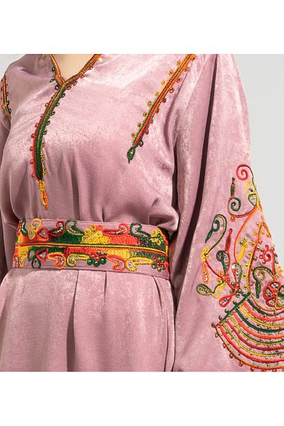 IKKXA Solid Embroidery Elegant Jalabiya