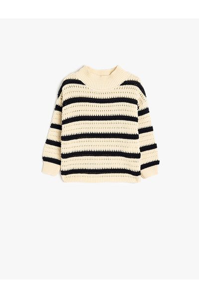 Koton Crew Neck Long Sleeve Cotton Blend Crop Knitwear Sweater