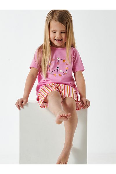 Schiesser Pyjama Girls World Organic Cotton Schlafanzug Schlafmode Bequem