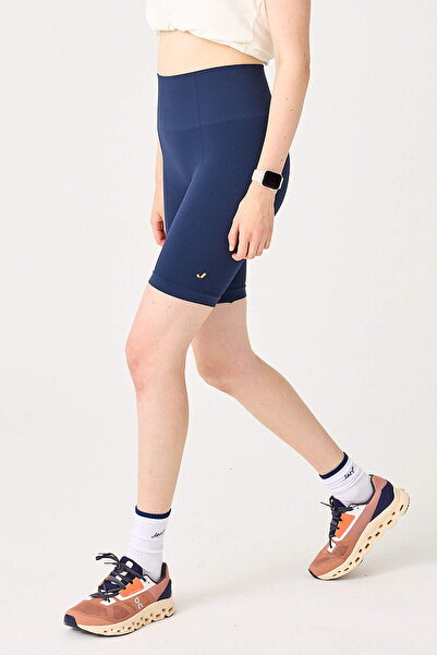 Jerf Holly Petek Desenli Yüksek Bel Biker Tayt Lacivert