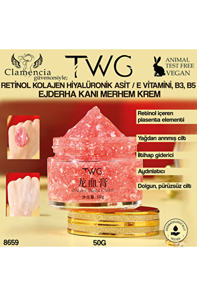 twg Dragon Blood Krem Ejderha Kanı Bitkisi,Collagen, Vitamin E,B3,B5,Retinol