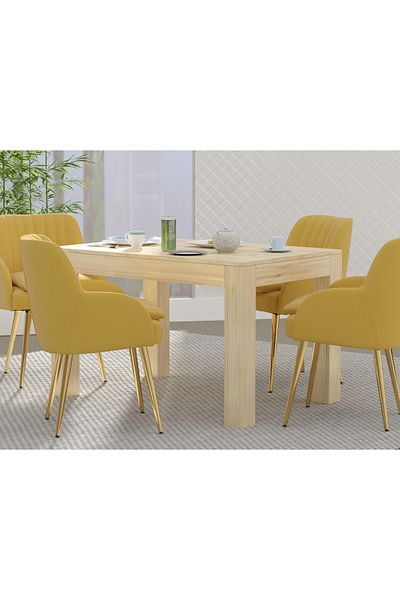 Mahmayi 4-Seater Wooden Dining Table for Kitchen, 120cm, Natural Davos Oak Finish