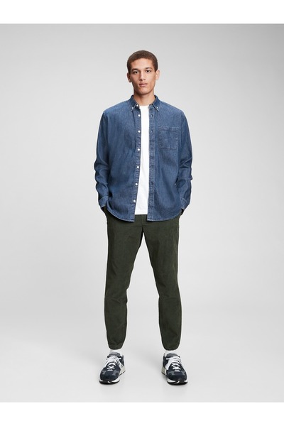 GAP Erkek Mavi Cepli Denim Gömlek