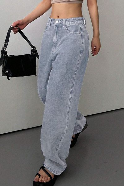 bb butik basic 6059BK Μοντέλο Viral φαρδύ τζιν παντελόνι