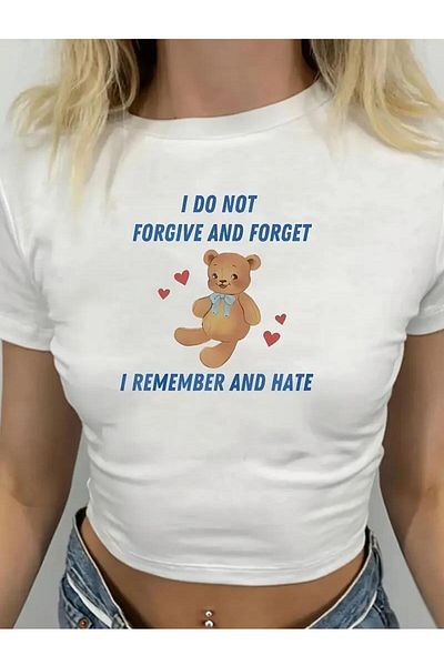 weywot Worm Boutique Y2k - Μπλούζα με μήκος ζώνης, σχέδιο "I Do Not Forgive And Forget"