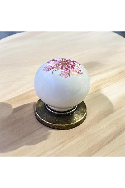 YAKUT AKSESUAR (Antique)- Porcelain Cabinet Handle Drawer Handle Kitchen Bathroom Furniture Kulb Handle -Ruby Button-Elf183