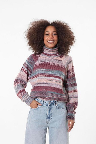 Figo Turtleneck Raglan Sleeve Ribbed Knitwear Sweater