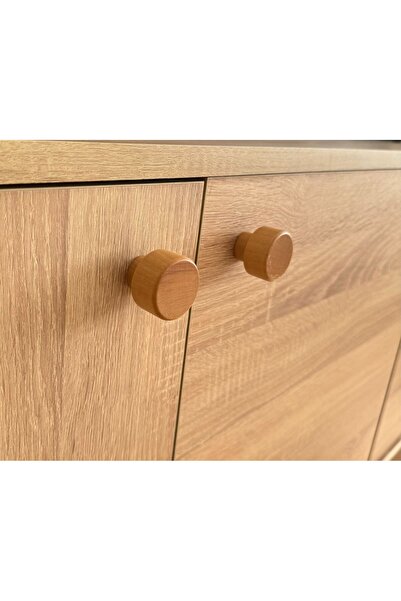 Sienta Home Decorative Natural Wooden Round 8-Piece Cabinet Handle Natural