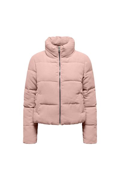 ONLY Νέο γυναικείο παλτό με ροζ όρθιο γιακά Dolly Corduroy Puffer