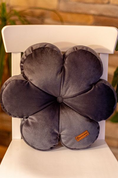 Rayda Home Decorative Anthracite Color Inner Filled Throw Pillow Daisy Pillow 42*42 Cm