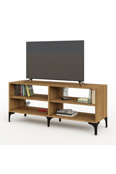 Mahmayi حامل تلفزيون عصري بأربعة أرفف مفتوحة، وشاشة وحامل تلفزيون للمنزل والمكتب - زابرانو