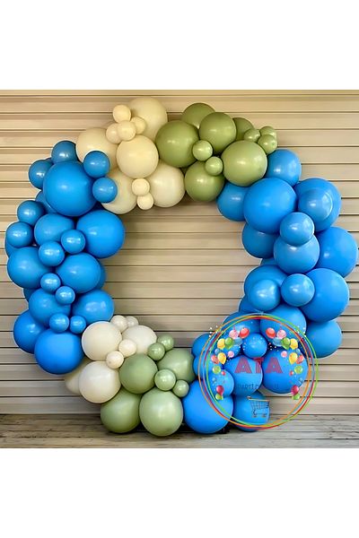 Ata Parti Dünyası *Winter Green*blue*smoke* 100pcs Balloon Chain - Birthday Concept