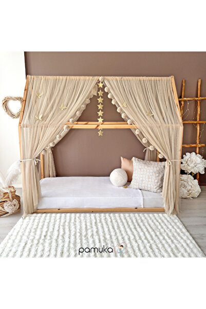 PAMUKA Montessori Tül Cibinlik Iki Parça Beige (TÜM EBATLAR)