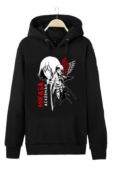Pisa Art Φούτερ Anime Attack on Titan Mikasa Unisex με κουκούλα