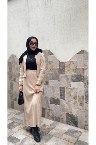 MRA Fashion Women's Long Sleeve Front Buttoned Blouse and High Waist A-Line Long Skirt Ribbon Camisole Ik