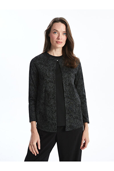 LC Waikiki Μαύρη γυναικεία μπλούζα με σχέδιο με λαιμόκοψη