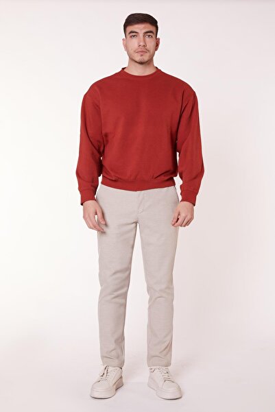BRACCAS Men's Side Pocket Slim Fit Beige Chino Trousers