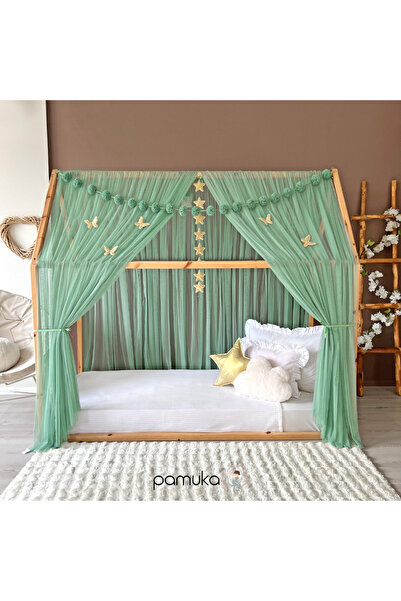 PAMUKA Montessori Tül Cibinlik Iki Parça Sage Green (TÜM EBATLAR)