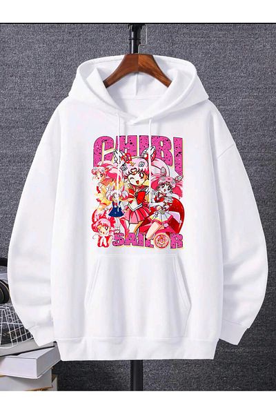 ARC Shoping Суитшърт с щампа BOOTLEG SAILOR PLUTO от 3 прежди и релеф - черен, унисекс, голям размер, с качулка