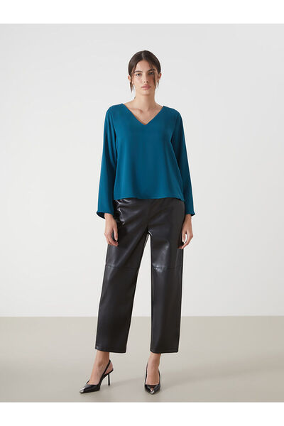 LC Waikiki Green V-Neck Women's Blouse