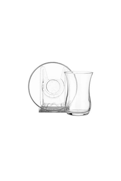Pasabache Turkish glass tea set consisting of 6 cups + 6 saucers