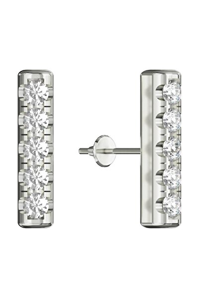 14 Ayar Kadın Pırlanta Altın Tasarım Sparkly Küpe