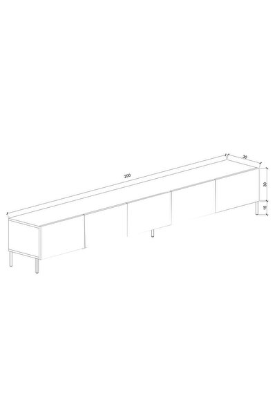 westau home Şık ve Fonksiyonel Modern 5 Kapaklı MDF TV Sehpası  200x44x30 cm