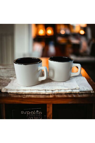 WPAWZ طقم كوب أبيض-أسود مزدوج اللون مقاس 8 سم مكون من قطعتين