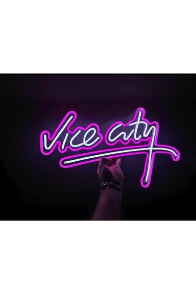 AutoCity En Güzel Günde Vice City Dekoratif Neon Led Duvar Dekarasyon 45*30 Cm