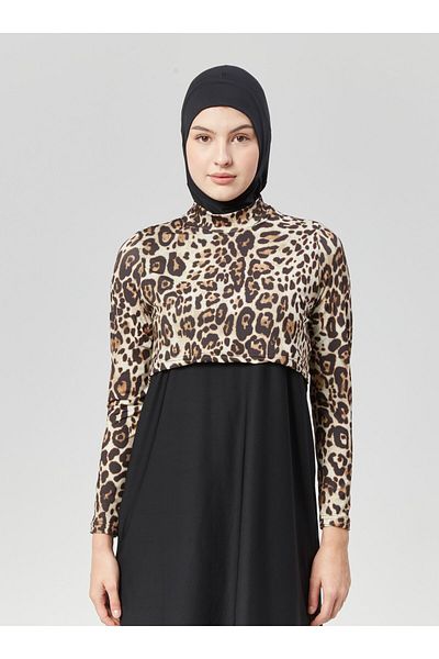 Ranuna Full Covered Hijab Swimsuit - Leopard Print - Ranuna