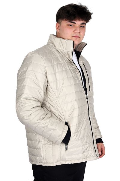ModeXL Ανδρικό Stand Collar Large Size Καπιτονέ παλτό - U24613 Μπεζ