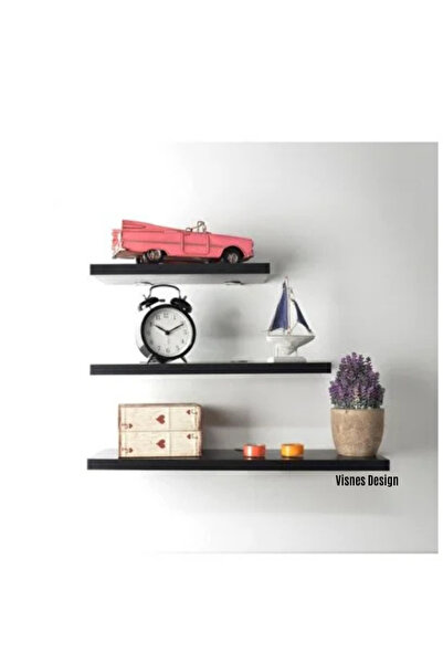 VISNES Uçan Duvar Rafı 3lü Set 30 40 50cm Gizli Raf Yüzen Raf