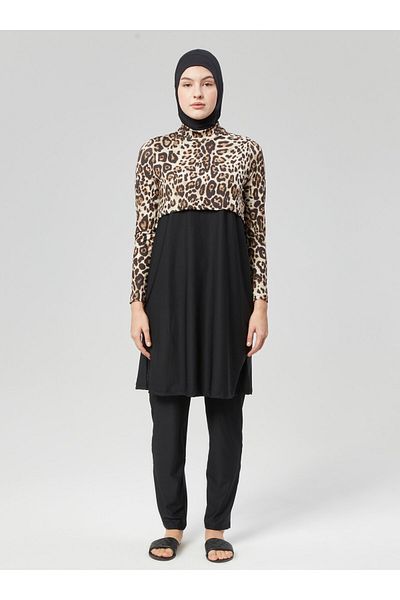 Ranuna Full Covered Hijab Swimsuit - Leopard Print - Ranuna