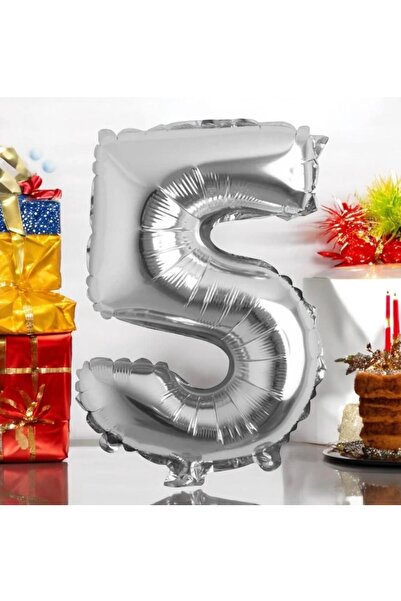 Behind party store بالون فويل فضي لعمر 5 سنوات مقاس 34 بوصة 76 سم