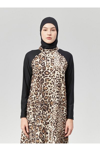 Ranuna Full Covered Hijab Swimsuit - Leopard Print - Ranuna