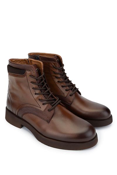 Tamer Tanca Men's Genuine Leather Tan Leather Casual Boots