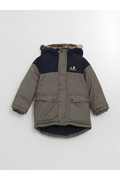 LC Waikiki Kids Gri Kapüşonlu Erkek Bebek Parka Mont