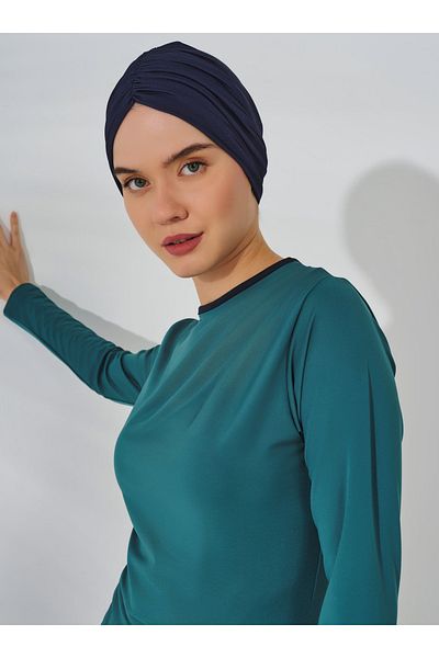 ALFASA Hijab Swimsuit with Drape Detailed Wrap Skirt - Petrol -