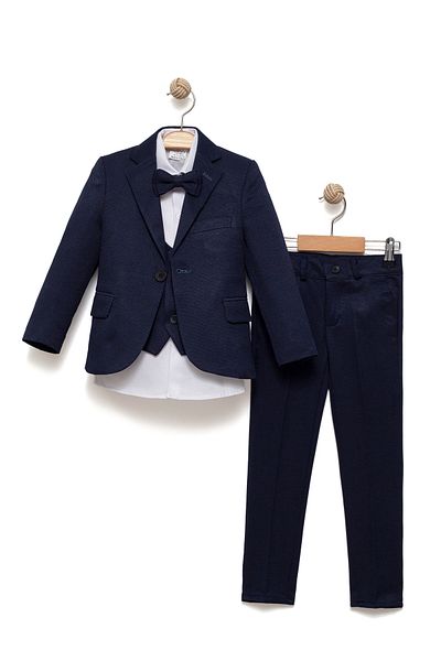 Merdia Boy's Jacketed Tuxedo Suit Jacket, Pants, Waistcoat, Shirt and Bow Tie
