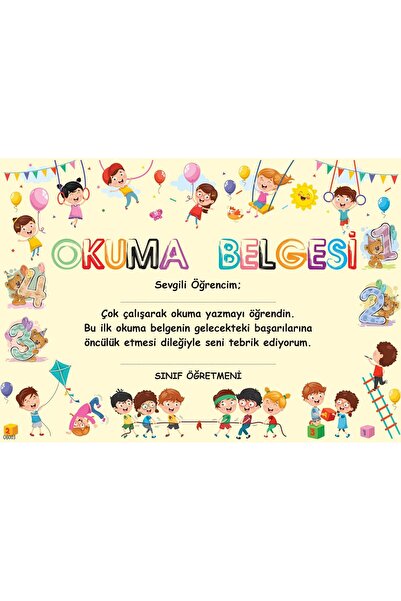 uzaktangelir İlkokul Okuma  Belgesi 1. Hamur Kalın Gramajlı Karton  (20 Adet)...