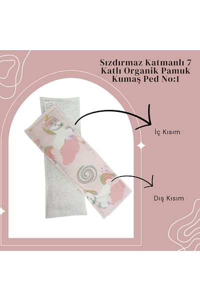 BEZHANE Pink Unicorn Patterned 7 Layer Washable Baby Pad - Number 1