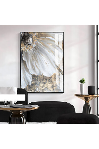 Harika bir ev HARİKABİREV|GRİ-GOLD SOFT ÇİÇEK DESENLİ MODEL II |ÇERÇEVELİ TEM...