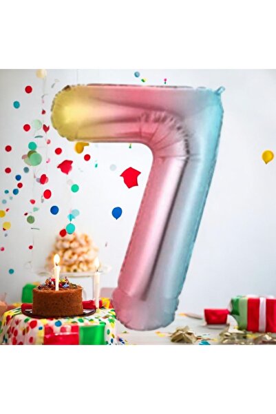 Behind party store بالون فويل أرقام قوس قزح عمره 7 سنوات مقاس 34 بوصة 76 سم