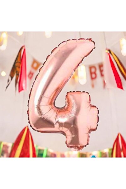 Behind party store بالون فويل أرقام ذهبي وردي عمره 4 سنوات مقاس 34 بوصة 76 سم