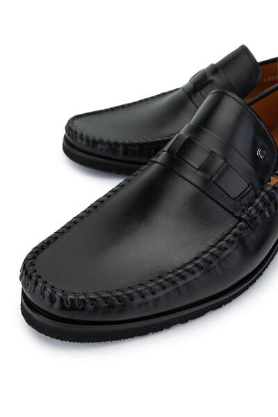 Tamer Tanca Мъжки черни кожени мокасини от естествена кожа