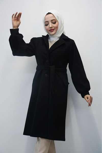Esma Regular Calip Balloon Sleeve Detailed Kali̇Teli̇ Women's Stamp Coat