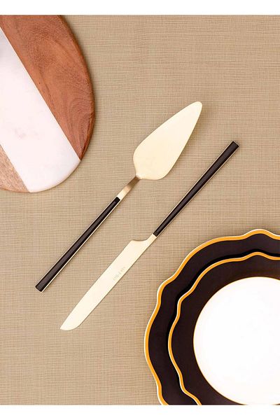 The Mia Bianco Cake Serving Set Gold 2 Pieces Ckb0252